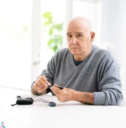 A man checking his blood sugar.