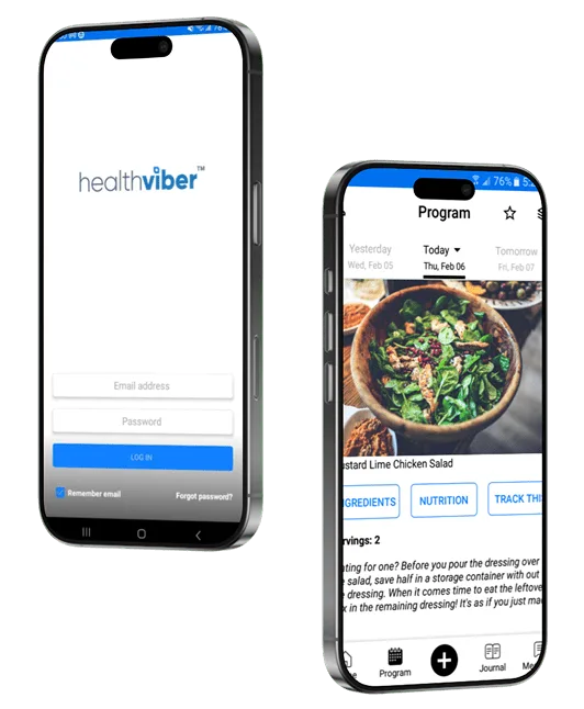The HealthViber app on two phones.