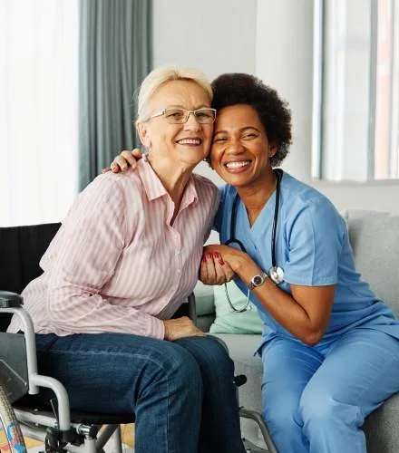 A nurse with a patient.