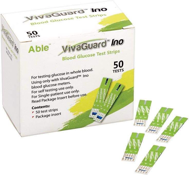 VivaGuard Ino Blood Glucose Test Strips – 50 Count, Diabetes Glucometer Supplies