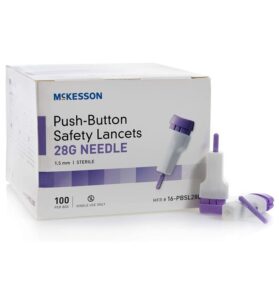 McKesson Push-Button Safety Lancets 28G